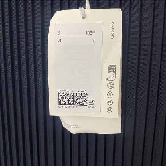 NWT COS Dress Pleated Maxi Dress Dark Navy - Picture 5 of 10